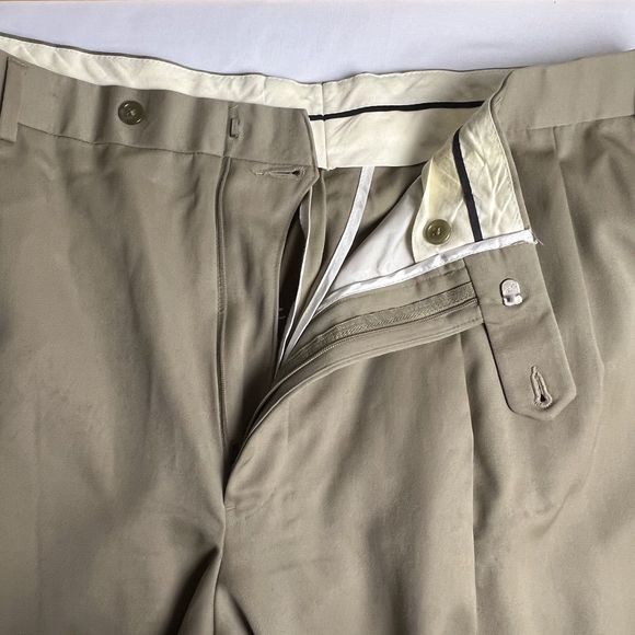 Brooks Brothers 42 S  Beige  Pleated Front Cuffed Hem Dress Pants‎ - Picture 5 of 11